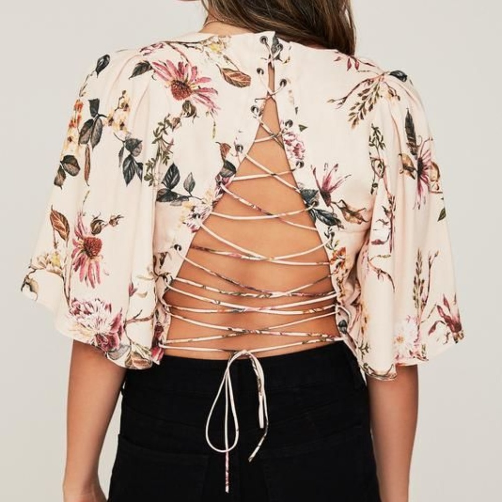 AFRM Electra Plunging Lace Back Top - Size XS